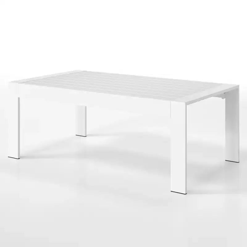 NAYSAYE Patio End Table All Weather Aluminum Coffee Table with WPC Top for Outdoor Use, White, 39*26*6