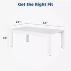 NAYSAYE Table d'appoint de patio Table basse tout temps en aluminium avec plateau en composite bois-plastique pour usage extérieur, blanc, 39*26*6
