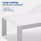 NAYSAYE Table d'appoint de patio Table basse tout temps en aluminium avec plateau en composite bois-plastique pour usage extérieur, blanc, 39*26*6