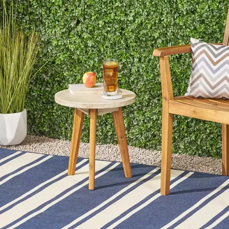 NAYSAYE Tavolino da Giardino Marina con Top Rotondo di Tendenza per Spazi Abitativi Moderni, Multicolore, 15.75*15.75*16