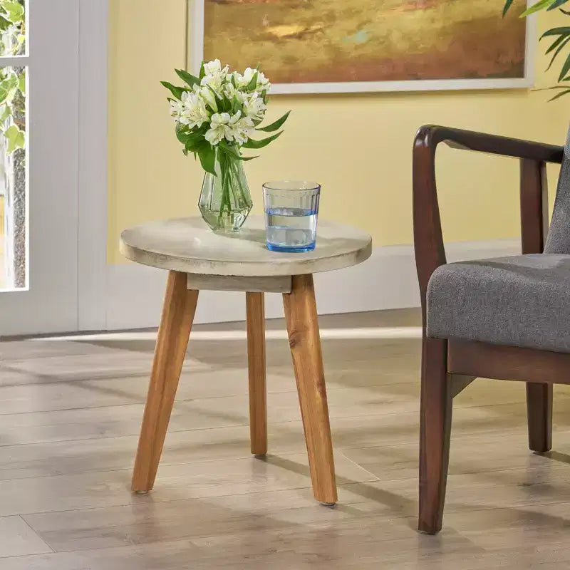 NAYSAYE Tavolino da Giardino Marina con Top Rotondo di Tendenza per Spazi Abitativi Moderni, Multicolore, 15.75*15.75*16