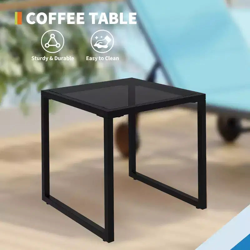 Set di 3 sedie a sdraio da patio con tavolino, sedie a sdraio regolabili con ruote, set di 3 sdraio da esterno per piscina