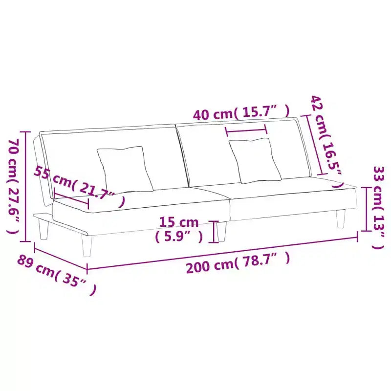 vidaXL Divano letto in tessuto grigio scuro (100% poliestere), compensato, schiuma Standard