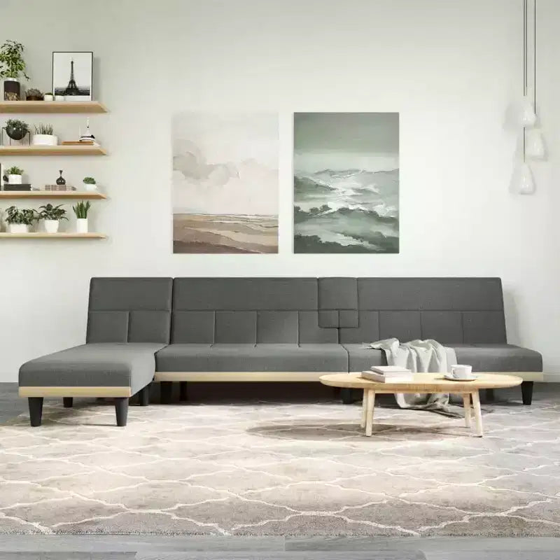 vidaXL Divano letto a L grigio scuro