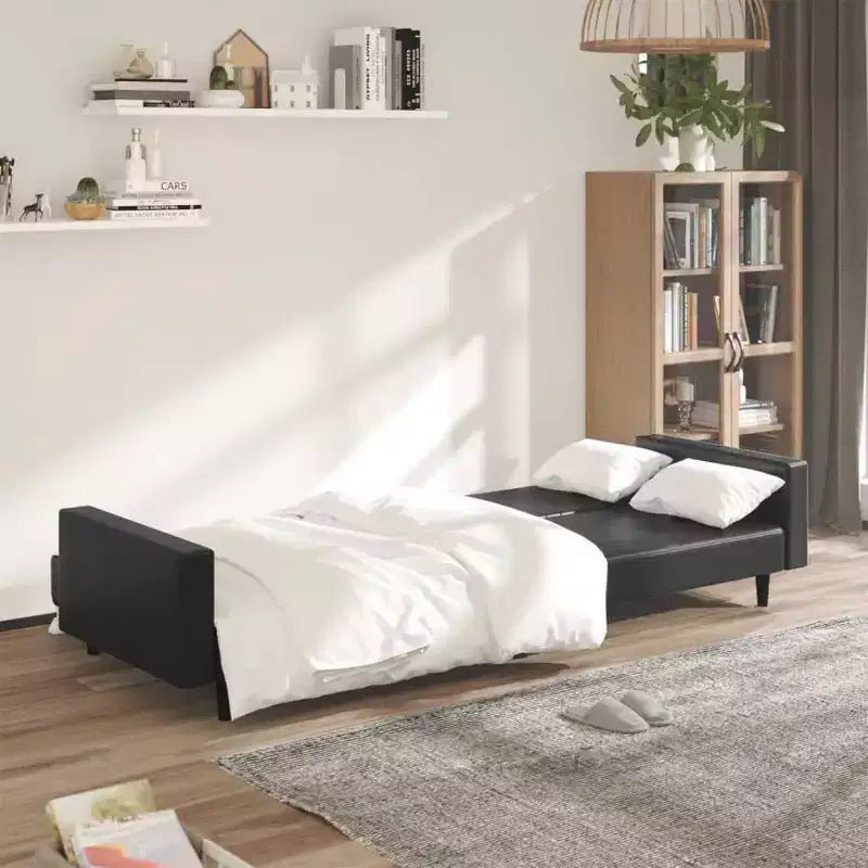 vidaXL Divano letto a 2 posti in velluto blu - Divanetto trasformabile per soggiorno, dormitorio, ufficio - Letto imbottito con struttura in legno, misura singola