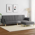 vidaXL Canapé-lit gris foncé Polyester, bois, plastique, mousse 2 places