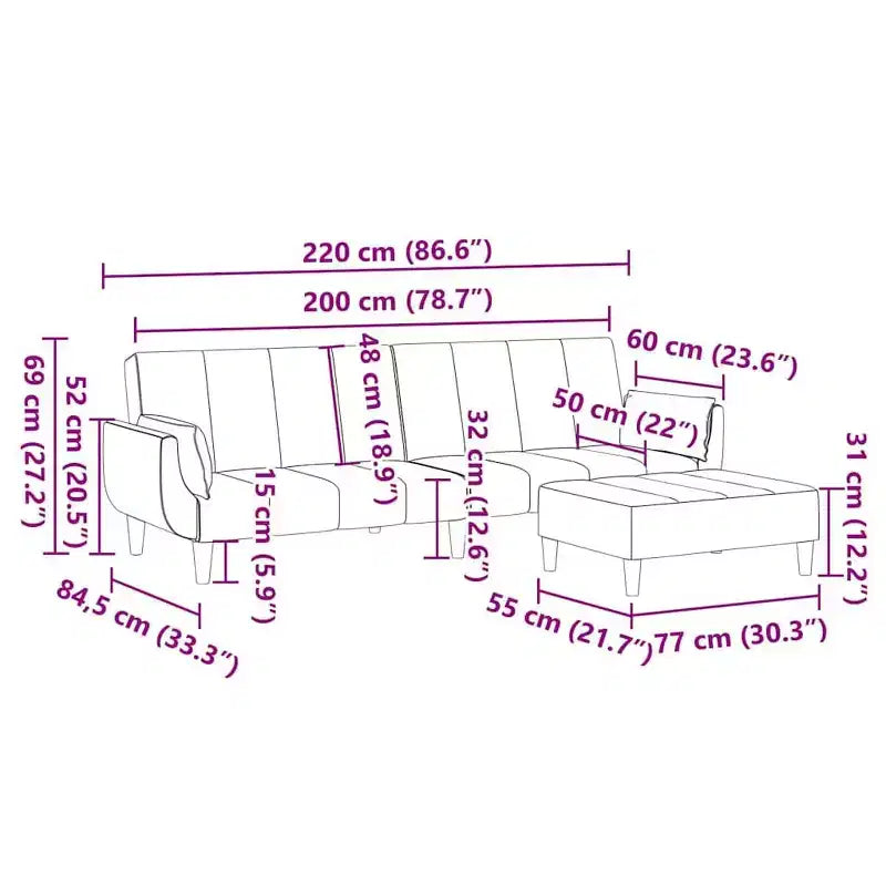 vidaXL Canapé-lit gris foncé Polyester, bois, plastique, mousse 2 places