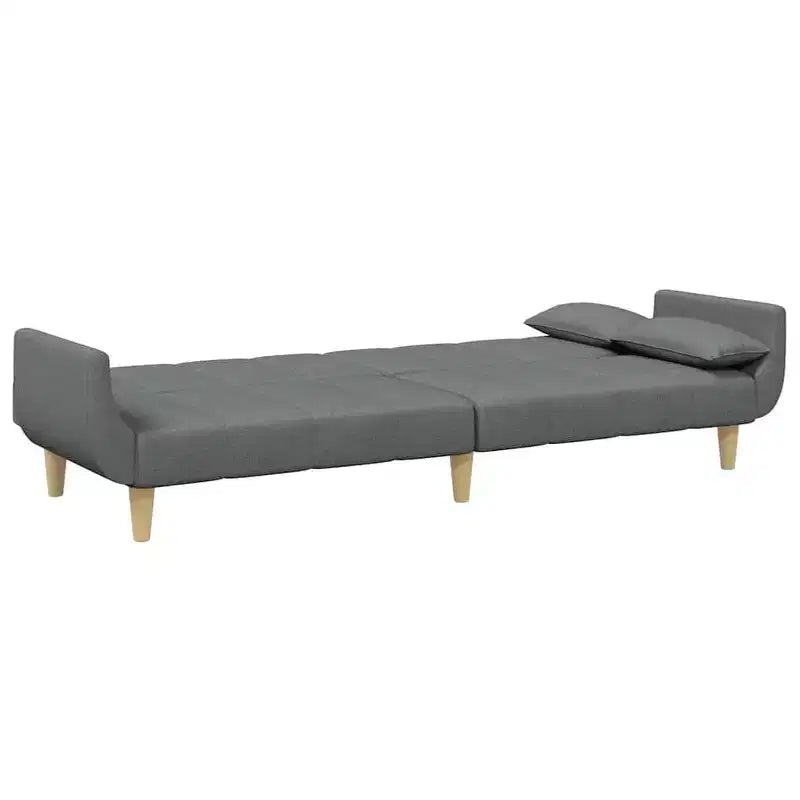 vidaXL Canapé-lit gris foncé Polyester, bois, plastique, mousse 2 places