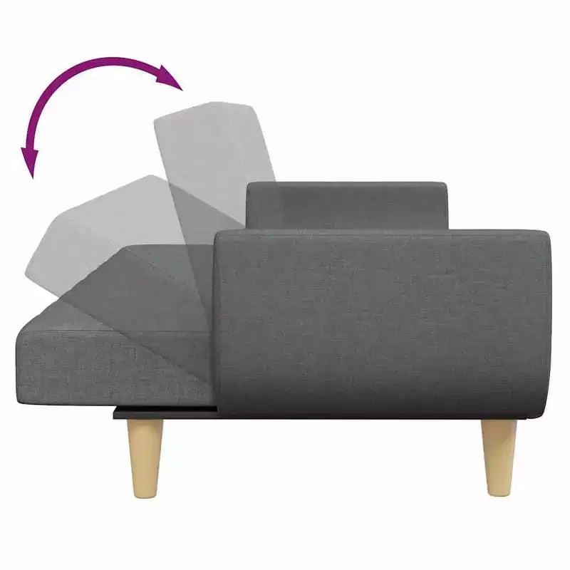 vidaXL Canapé-lit gris foncé Polyester, bois, plastique, mousse 2 places