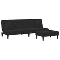 vidaXL Black Velvet Convertible Sofa Bed Set with Footstool and Pillows - 78.7 Modern 2-in-1 Daybed/Twin Bed for Living Room, Lounge