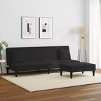 vidaXL Set Divano Letto Convertibile in Velluto Nero con Pouf e Cuscini - Daybed/Letto Singolo Moderno 2-in-1 da 200 cm per Soggiorno, Lounge