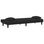 vidaXL Set Divano Letto Convertibile in Velluto Nero con Pouf e Cuscini - Daybed/Letto Singolo Moderno 2-in-1 da 200 cm per Soggiorno, Lounge