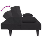 vidaXL Set Divano Letto Convertibile in Velluto Nero con Pouf e Cuscini - Daybed/Letto Singolo Moderno 2-in-1 da 200 cm per Soggiorno, Lounge