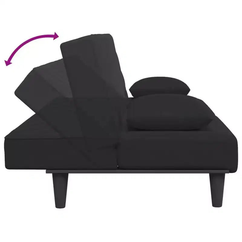 vidaXL Set Divano Letto Convertibile in Velluto Nero con Pouf e Cuscini - Daybed/Letto Singolo Moderno 2-in-1 da 200 cm per Soggiorno, Lounge