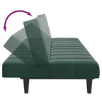 vidaXL Canapé-lit 2 places pliable en velours vert foncé, bois, mousse, plastique
