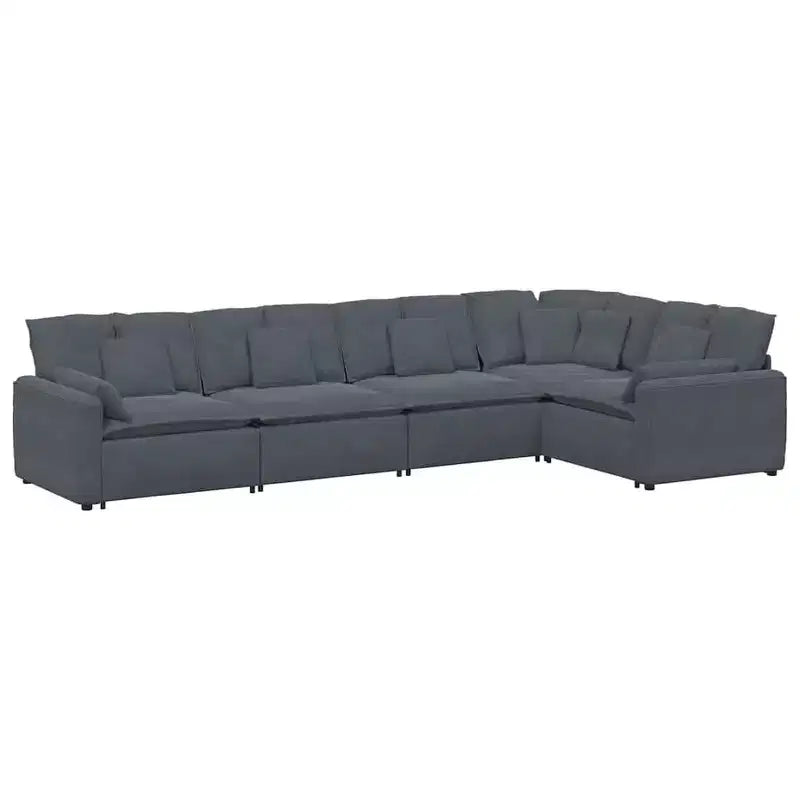 vidaXL Modular Sofa Dark Grey Velvet (100% polyester) L-shaped Modular