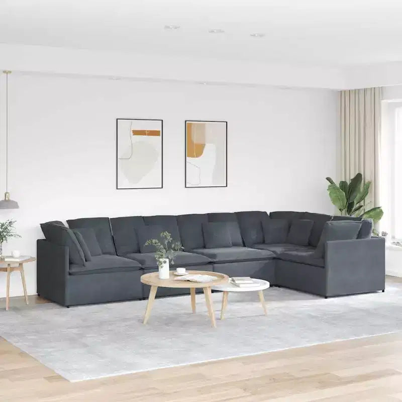 Set divani modulari vidaXL - Velluto grigio scuro - Mobili moderni per soggiorno e salotto - Struttura in metallo e legno - 157,5 x 78,7 - Uso interno