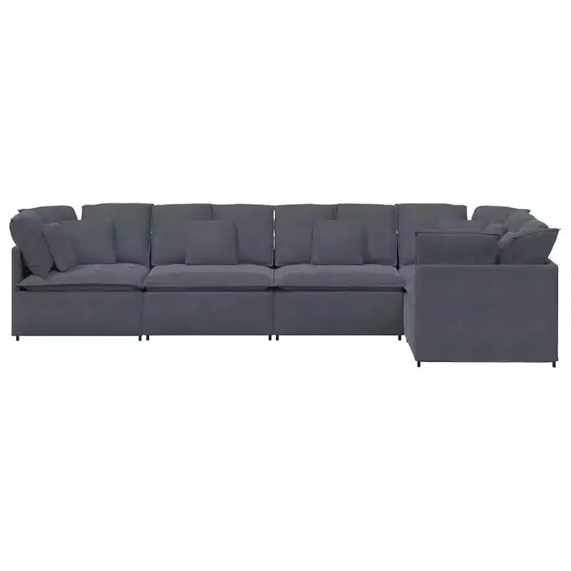 Set divani modulari vidaXL - Velluto grigio scuro - Mobili moderni per soggiorno e salotto - Struttura in metallo e legno - 157,5 x 78,7 - Uso interno
