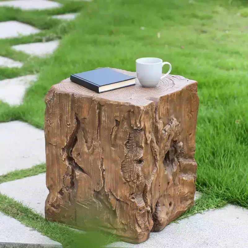 Christopher Knight Home Kuki Rustic Outdoor Stump Shape Lightweight Concrete Side Table