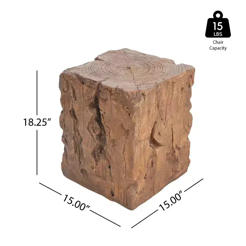Tavolino da esterno Christopher Knight Home Kuki in cemento leggero a forma di tronco rustico