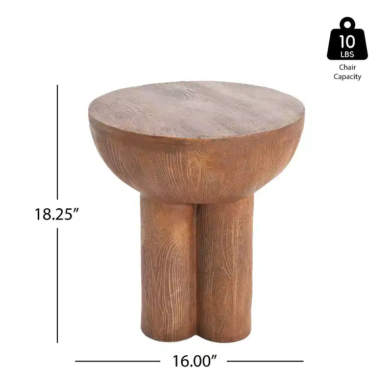 Christopher Knight Home Gorou Table d'appoint d'extérieur rustique tripode en béton léger
