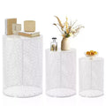 Karl Home Outdoor White Trefoil Pattern Metal Stackable Side TableSet of 3