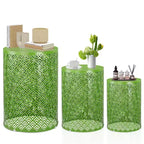Karl Home Outdoor Green Round Metal Stackable Side TableSet of 3