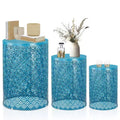 Karl Home Outdoor Blue Round Metal Stackable Side TableSet of 3