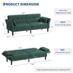 Canapé-lit futon convertible GustoWave 89 - Dossier et accoudoirs réglables pour salon, chambre ou appartement