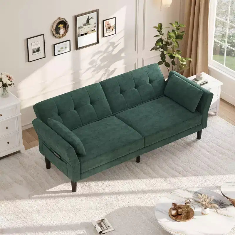 Canapé-lit futon convertible GustoWave 89 - Dossier et accoudoirs réglables pour salon, chambre ou appartement