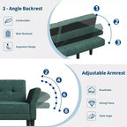 Canapé-lit futon convertible GustoWave 89 - Dossier et accoudoirs réglables pour salon, chambre ou appartement