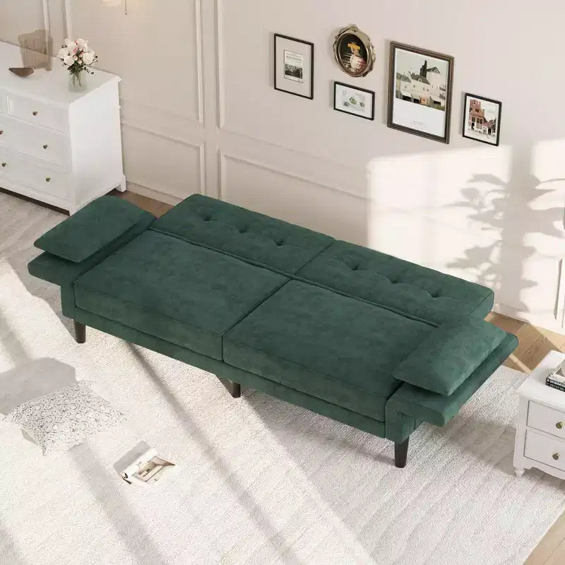 Canapé-lit futon convertible GustoWave 89 - Dossier et accoudoirs réglables pour salon, chambre ou appartement