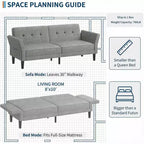 Canapé-lit futon convertible GustoWave 89 - Dossier et accoudoirs réglables pour salon, chambre ou appartement