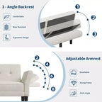 Canapé-lit futon convertible GustoWave 89 - Dossier et accoudoirs réglables pour salon, chambre ou appartement