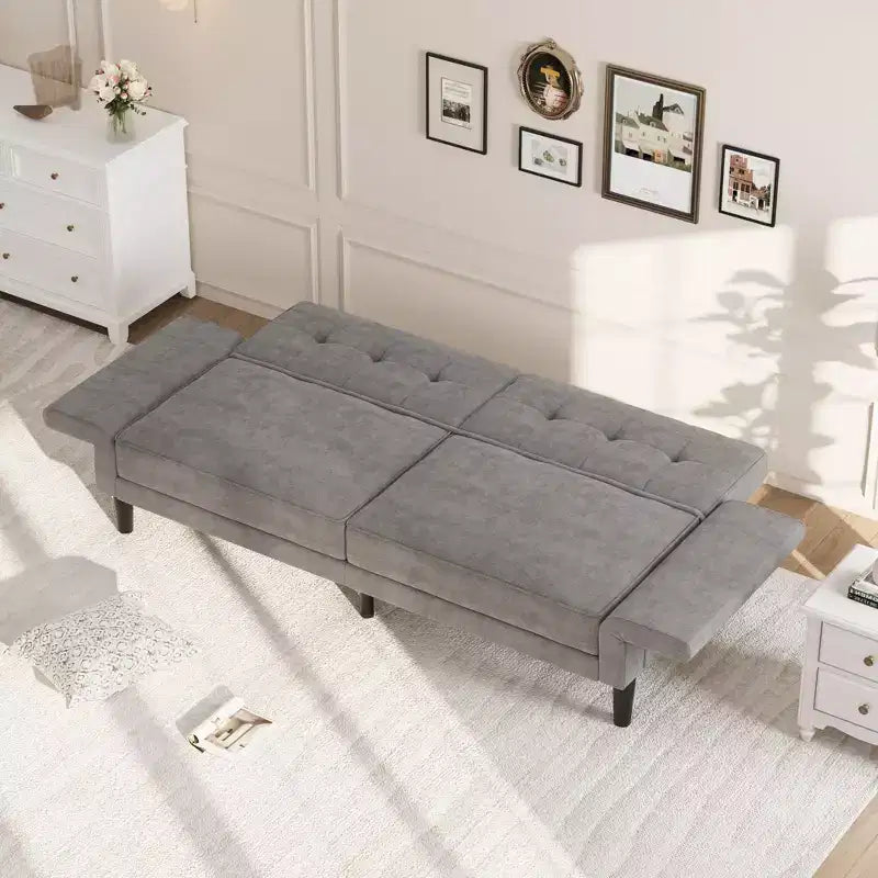 Canapé-lit futon convertible GustoWave 89 - Dossier et accoudoirs réglables pour salon, chambre ou appartement