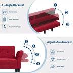 Canapé-lit futon convertible GustoWave 89 - Dossier et accoudoirs réglables pour salon, chambre ou appartement