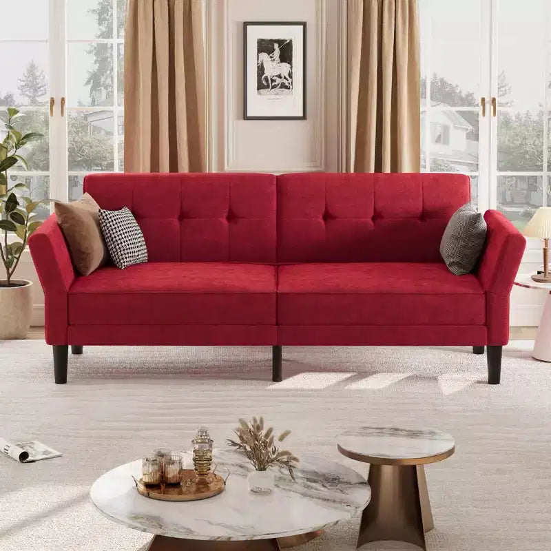 Canapé-lit futon convertible GustoWave 89 - Dossier et accoudoirs réglables pour salon, chambre ou appartement