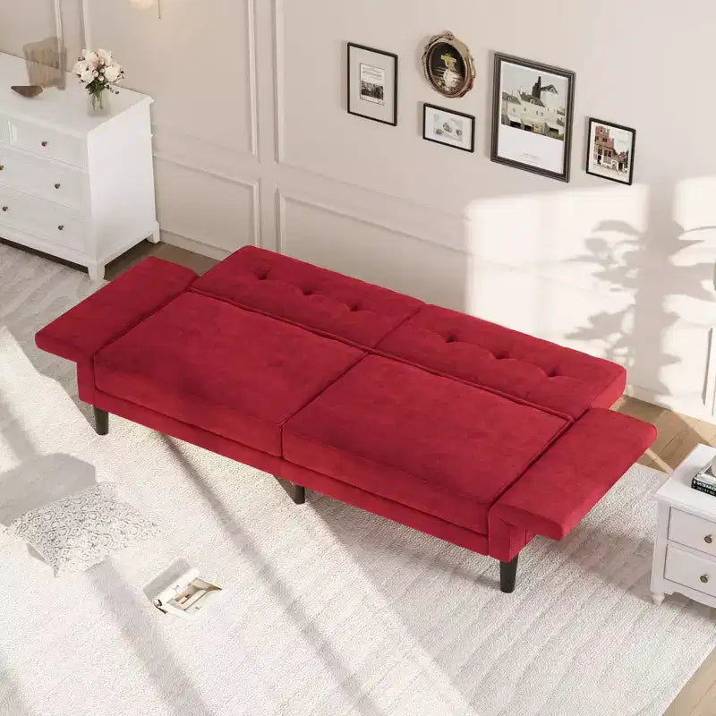 Canapé-lit futon convertible GustoWave 89 - Dossier et accoudoirs réglables pour salon, chambre ou appartement