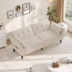 Canapé-lit futon convertible GustoWave 89 - Dossier et accoudoirs réglables pour salon, chambre ou appartement