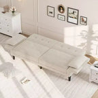 Canapé-lit futon convertible GustoWave 89 - Dossier et accoudoirs réglables pour salon, chambre ou appartement