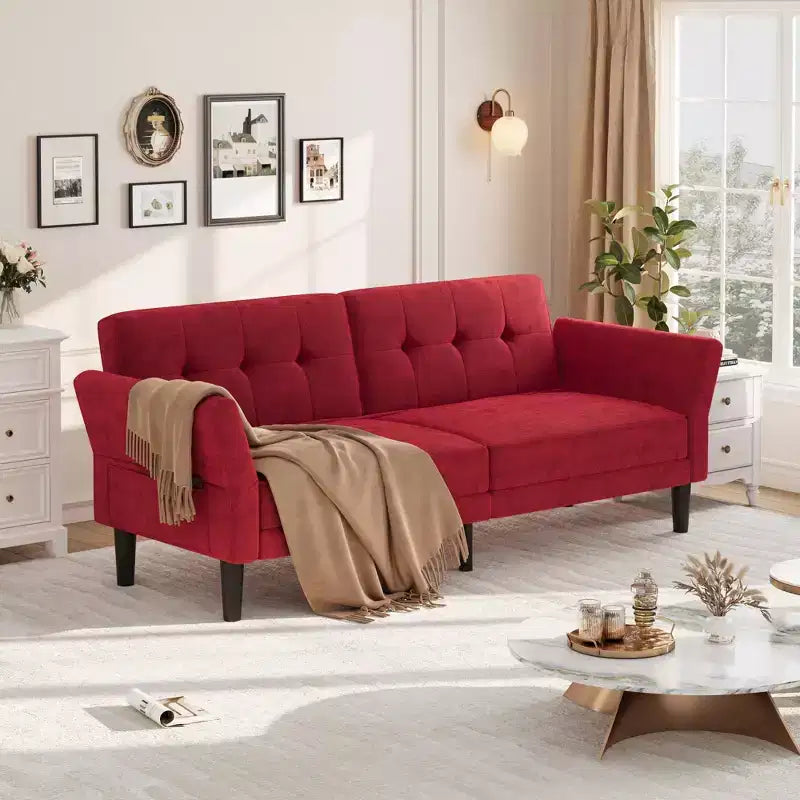 Canapé-lit futon convertible GustoWave 89 - Dossier et accoudoirs réglables pour salon, chambre ou appartement