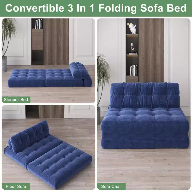 GustoWave Canapé-Lit Pliant 203 cm avec Oreiller, Futon Canapé-Lit, Matelas Pliable Support Dorsal, Canapé Portable Pliant, Velours Côtelé