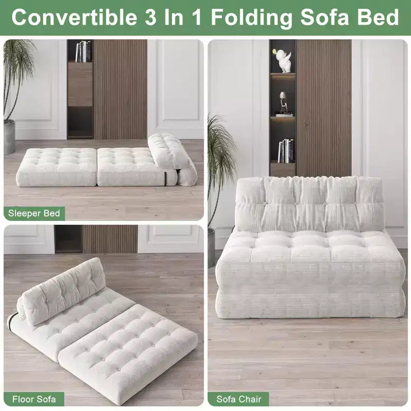 GustoWave Canapé-Lit Pliant 203 cm avec Oreiller, Futon Canapé-Lit, Matelas Pliable Support Dorsal, Canapé Portable Pliant, Velours Côtelé