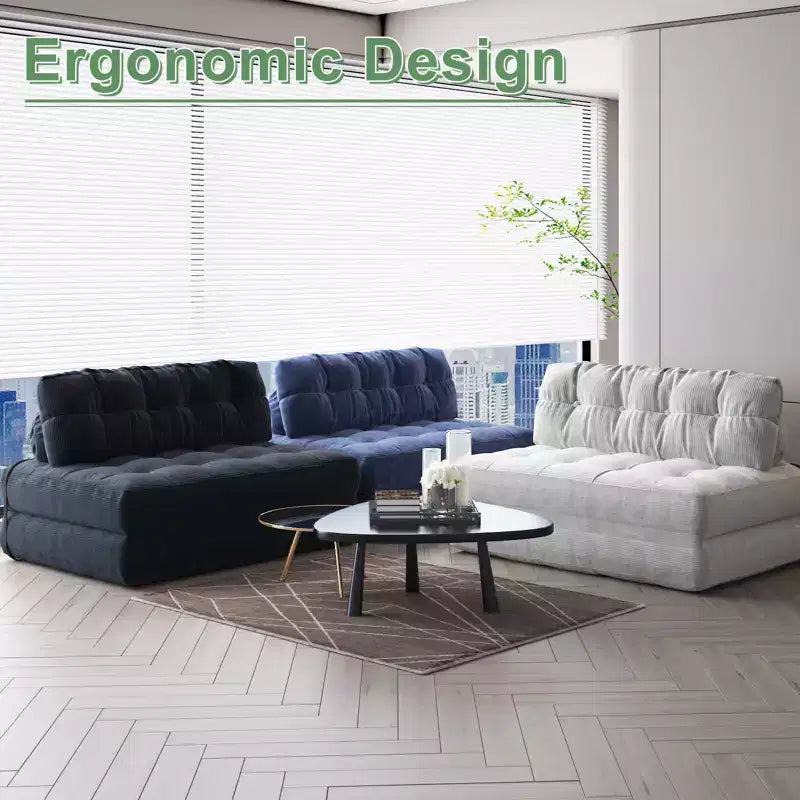 GustoWave Canapé-Lit Pliant 203 cm avec Oreiller, Futon Canapé-Lit, Matelas Pliable Support Dorsal, Canapé Portable Pliant, Velours Côtelé