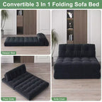 GustoWave Canapé-Lit Pliant 203 cm avec Oreiller, Futon Canapé-Lit, Matelas Pliable Support Dorsal, Canapé Portable Pliant, Velours Côtelé