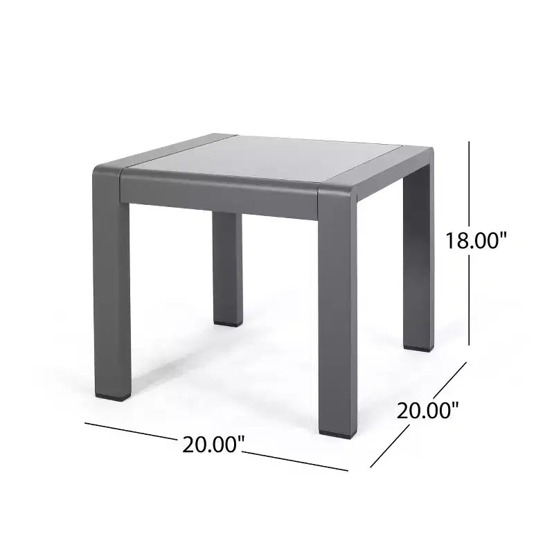 Table d'appoint GDFStudio Crested Bay d'extérieur en aluminium et verre trempé