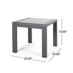Table d'appoint GDFStudio Crested Bay d'extérieur en aluminium et verre trempé