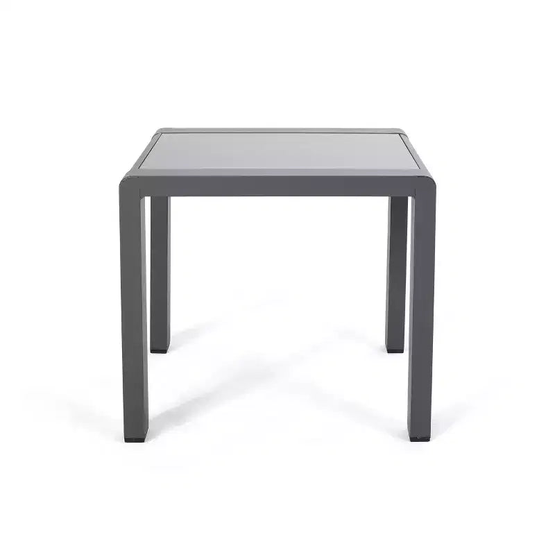 Table d'appoint GDFStudio Crested Bay d'extérieur en aluminium et verre trempé