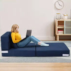 Acekool Materasso Pieghevole per Divano, Poltrona Letto Trasformabile in Memory Foam con Cuscino, Futon a Terra in Lino, Dimensione Singola per Soggiorno