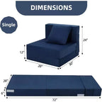 Acekool Materasso Pieghevole per Divano, Poltrona Letto Trasformabile in Memory Foam con Cuscino, Futon a Terra in Lino, Dimensione Singola per Soggiorno